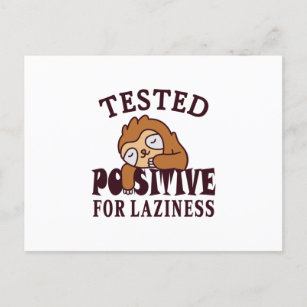 Carte Postale Testé positif pour la paresse Sloth Postcard