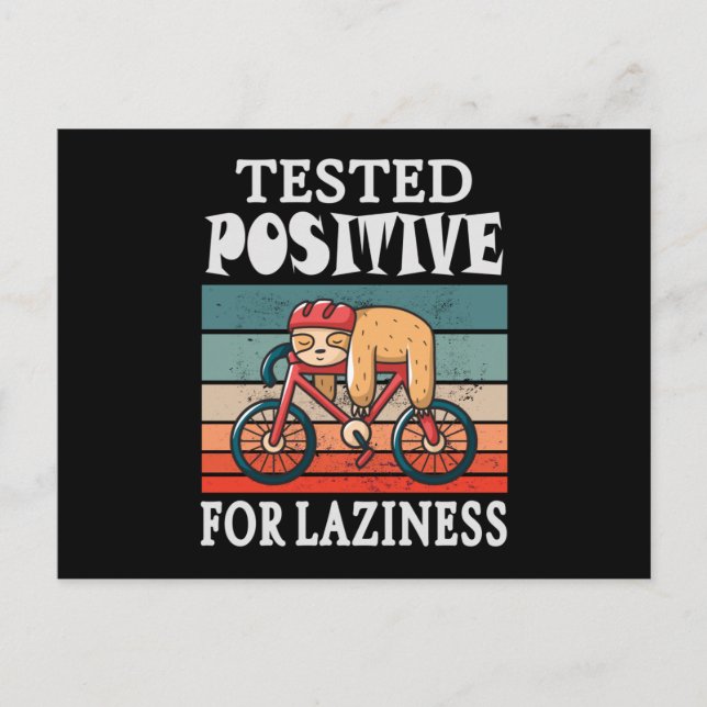 Carte Postale Testé positif pour la paresse Sloth sur Vélo (Devant)