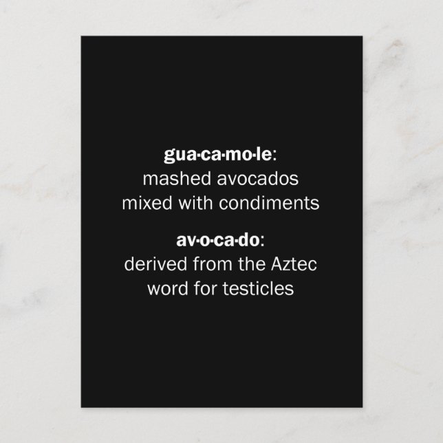 Carte Postale Testicules guacamoles (Devant)