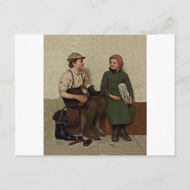 Carte Postale Tête à Tête~Chaussure Shine Boy ~ Actualités Fille (Devant)