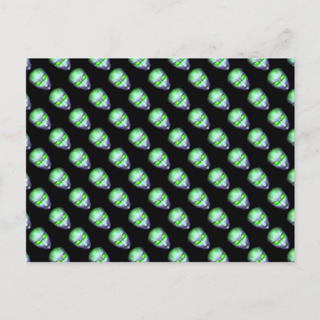 Carte Postale Tête Alien verte (Devant)