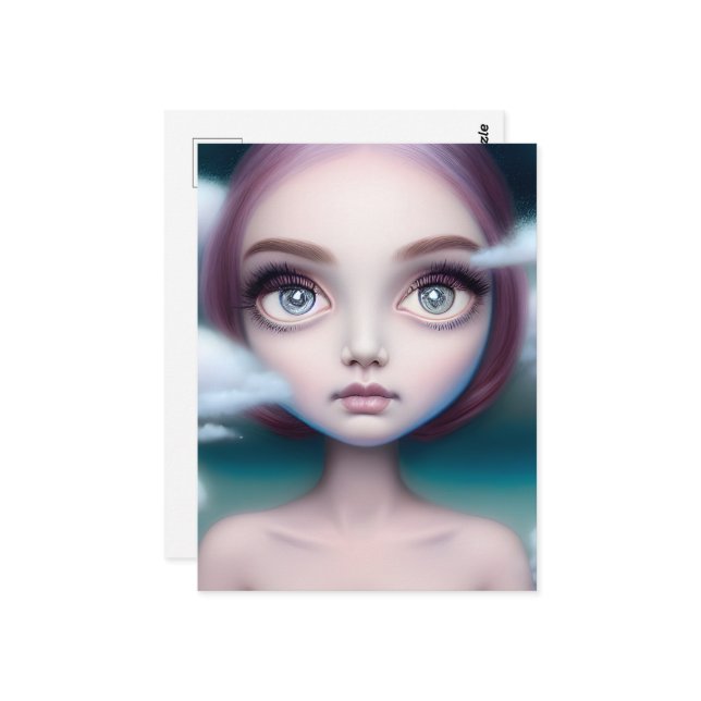 Carte Postale Tête dans les nuages (Devant/Arrière en situation)