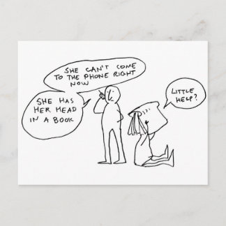 Carte Postale Tête dans un livre