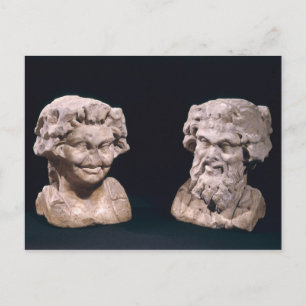 Carte Postale Tête de Bacchus et satyr d'un pilier hermatique