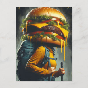 Carte Postale Tête de Cheeseburger Surreal Hiker