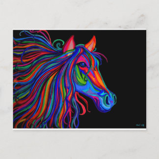 Carte Postale tête de cheval arc-en-ciel