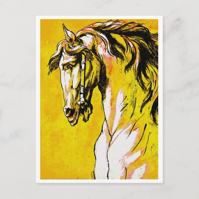 Carte Postale Tête de Cheval (Jaune) (Devant)