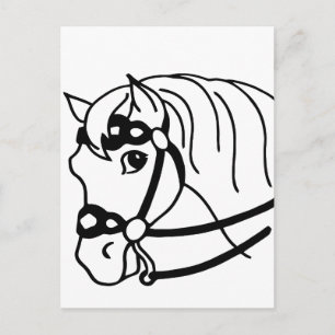 Carte Postale Tête de cheval minimal retro style art animalier