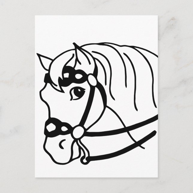 Carte Postale Tête de cheval minimal retro style art animalier  (Devant)