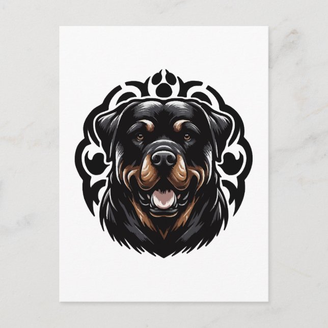 Carte Postale Tête de chien Rottweiler (Devant)