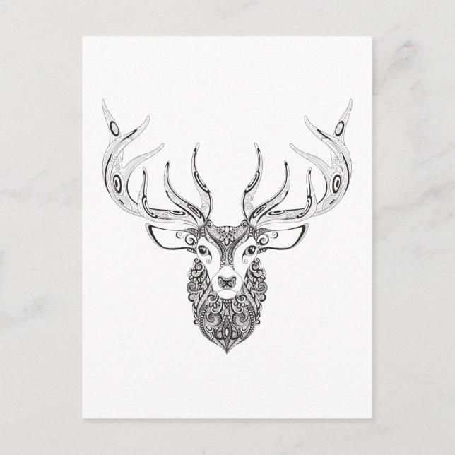 Carte Postale Tête de cornes de cerfs inspirée (Devant)