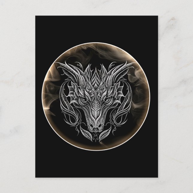 Carte Postale Tête de dragon abstrait dans l'esthétique (Devant)