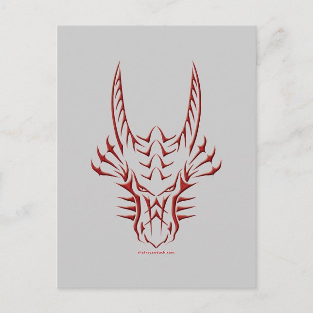 Carte Postale Tête de dragon rouge tribal (Devant)