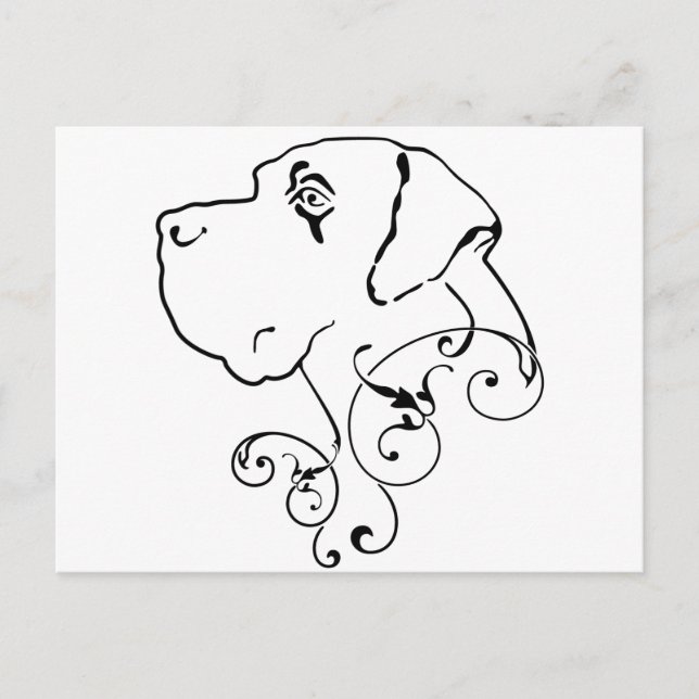 Carte Postale Tête de Grand Danois dessinée en ligne (Devant)