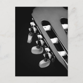 Carte Postale Tête de guitare acoustique noire et blanche