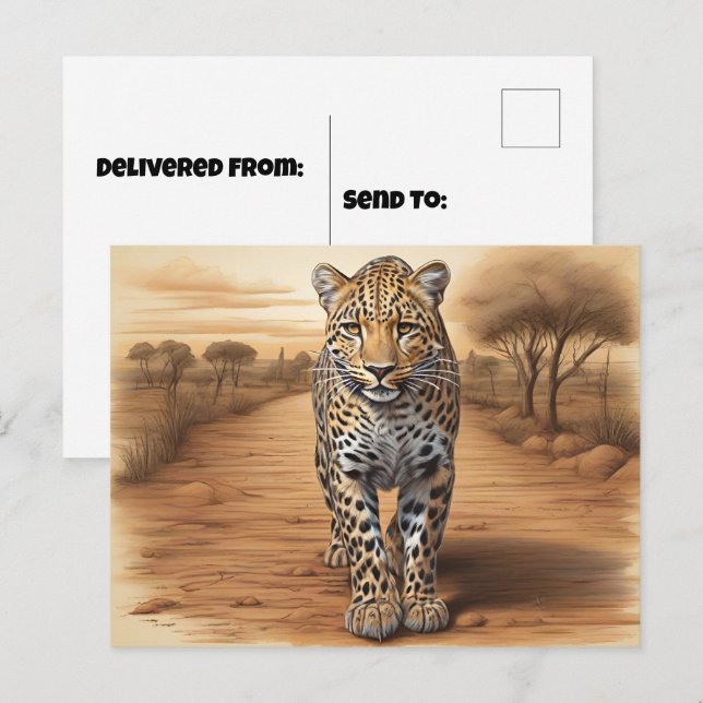 Carte Postale Tête de léopard africain (Devant / Derrière)