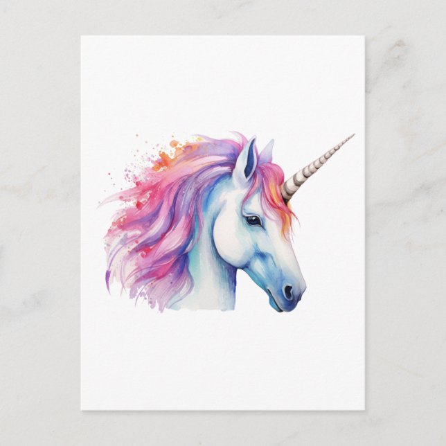 Carte Postale Tête de licorne  (Devant)