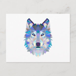 Carte Postale Tête de loup polygonale géométrique