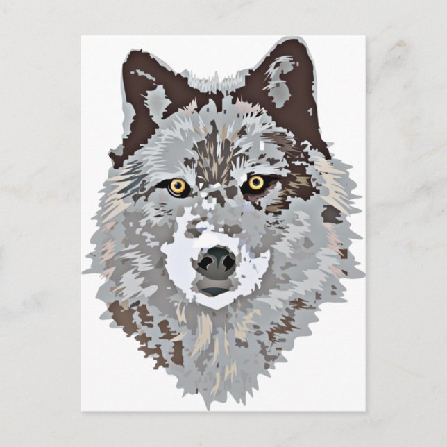 Carte Postale Tête de loup stylisée (Devant)