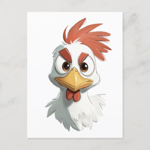 Carte Postale Tête de poulet de dessin animé en colère