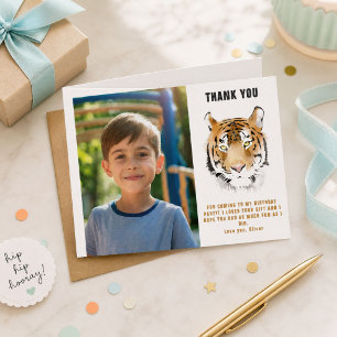Carte Postale Tête de tigre Aquarelle Photo d'anniversaire Merci