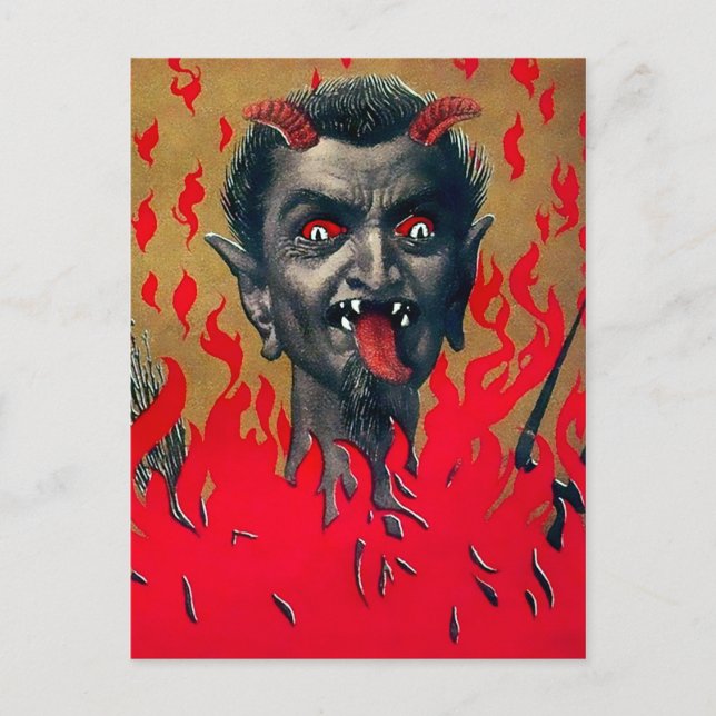 Carte Postale Tête diable vintage Krampus (Devant)