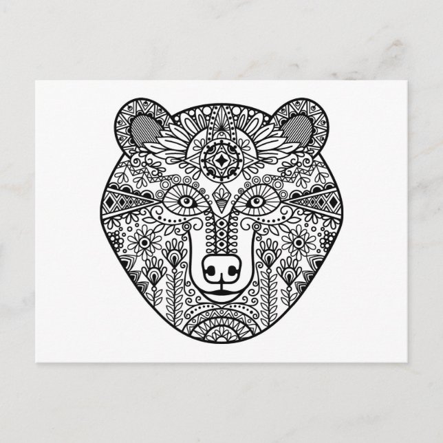 Carte Postale Tête d'ours de style (Devant)