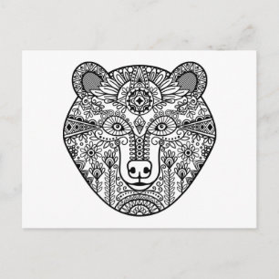 Carte Postale Tête d'ours de style