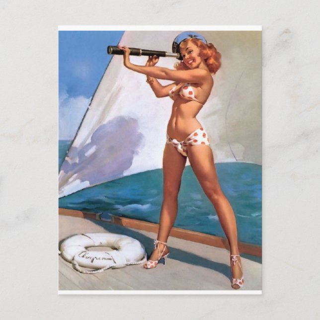 Carte Postale Tête rouge avec broche Spyglass vers le haut (Devant)