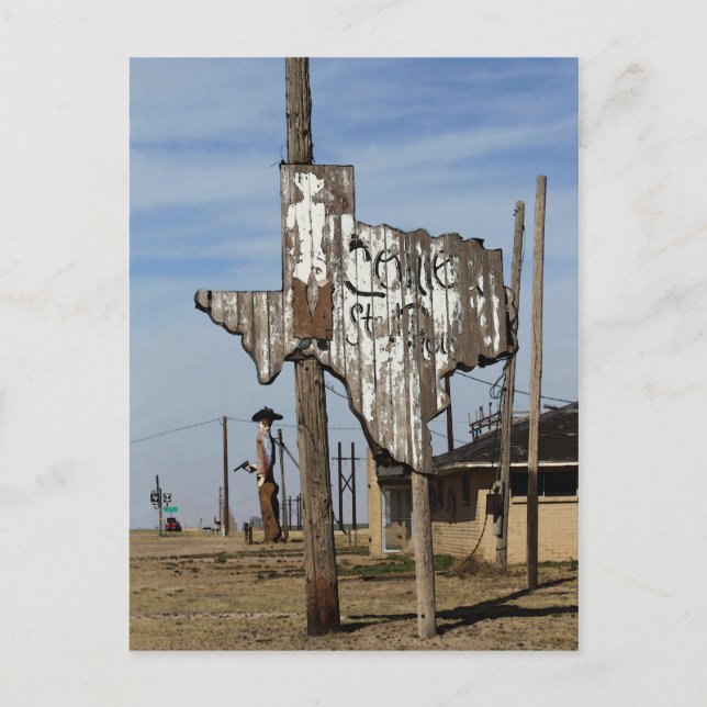 Carte Postale Tex the Cowboy et Texas Sign (Devant)