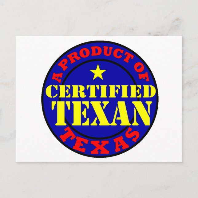 CARTE POSTALE TEXAN CERTIFIÉ (Devant)