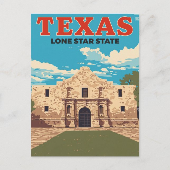 Carte Postale Texas Alamo Vintage Travel (Devant)