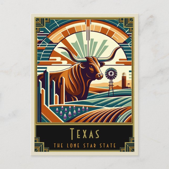 Carte Postale Texas | Art déco (Devant)