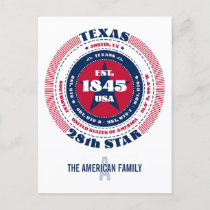 Carte Postale Texas, Austin, TX, Patriotique, Monogramme