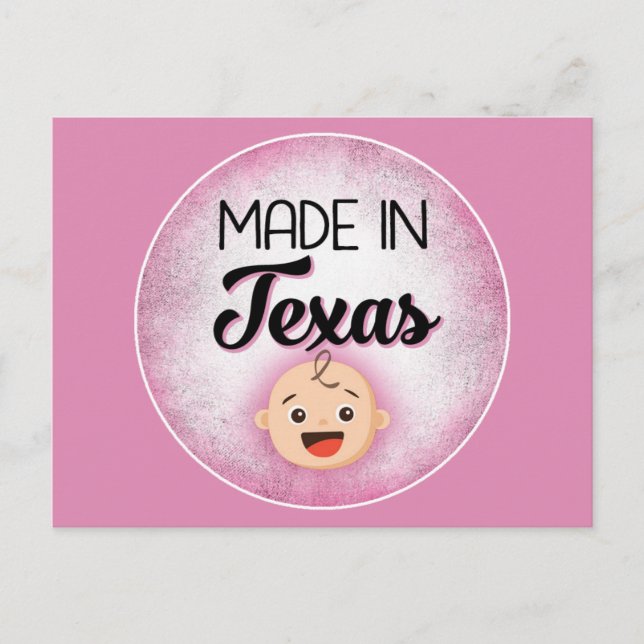 Carte postale Texas Baby Funny Pink New Girl (Devant)