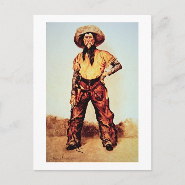 Carte Postale Texas Cowboy, vers 1890 (huile sur toile) (Devant)