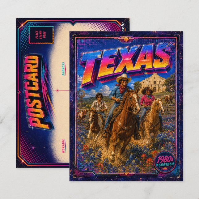 Carte postale Texas des années 80 Rétro (Devant / Derrière)