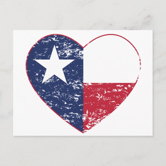 Carte Postale Texas Drapeau Coeur désorganisé (Devant)
