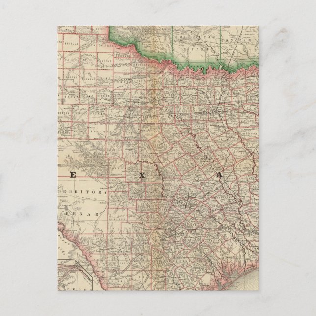 Carte Postale Texas et territoire indien (Devant)