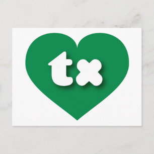 Carte Postale Texas green heart - I love tx
