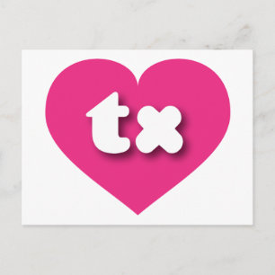Carte Postale Texas hot coeur rose - J'aime tx