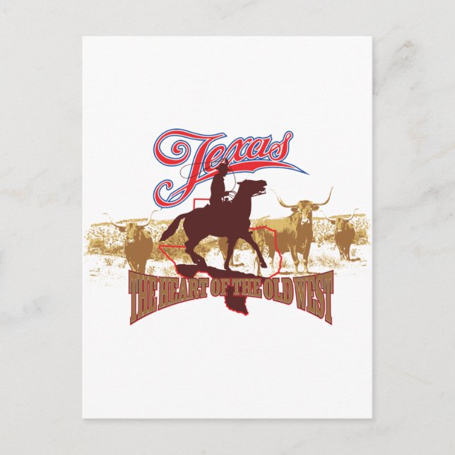 Carte Postale Texas - Le coeur de l'Ouest (Devant)