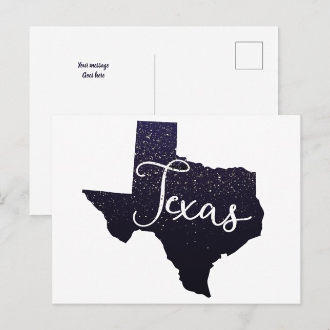 Carte postale Texas Night Stars State Shape (Devant / Derrière)