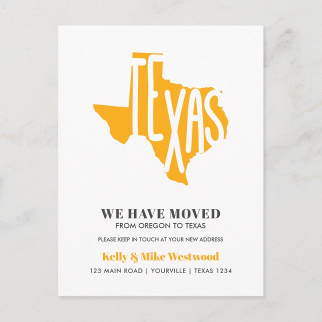 Carte Postale TEXAS Nous avons déplacé Nouvelle adresse Nouveau  (Devant)