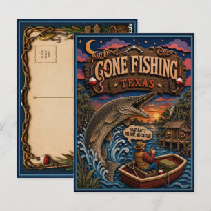 Carte Postale Texas parti à la pêche Alligator Gar
