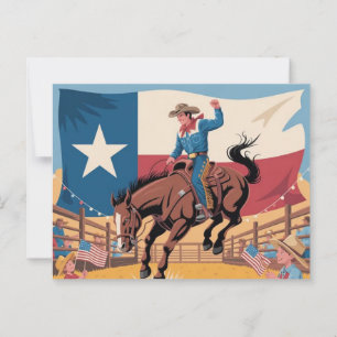 Carte Postale Texas pride cowboy art rodéo scène