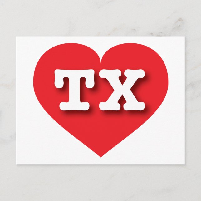 Carte Postale Texas Red Heart - J'aime TX (Devant)