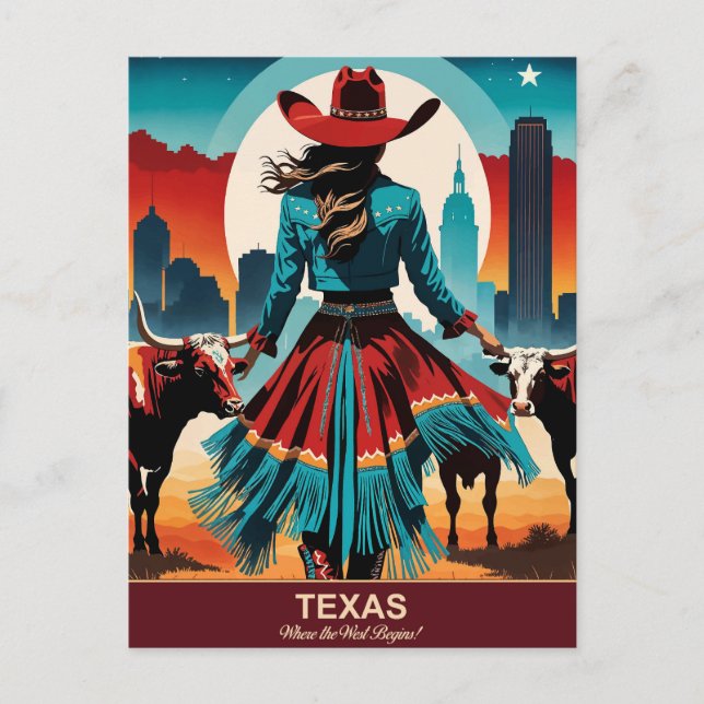 Carte Postale Texas Travel : là où commence l'Ouest (Devant)