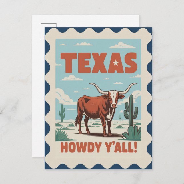 Carte Postale Texas USA Vintage Travel (Devant / Derrière)