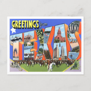 Carte postale Texas Vintage Big Letters
